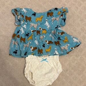 Pink Chicken dog dress with bloomers size 6-12 months